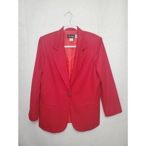 Requirements Vintage Women's Petite 100% Wool Single Button Red Blazer Old Money